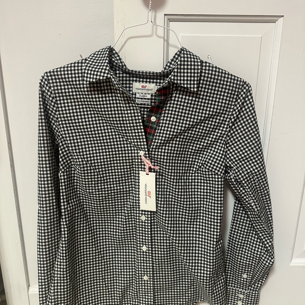 Vineyard Vines Black and White Checkered Button Down Shirt